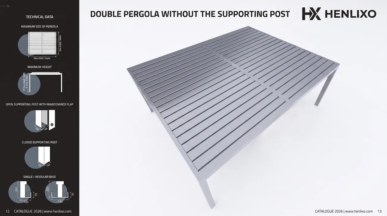 Double module sliding pergola